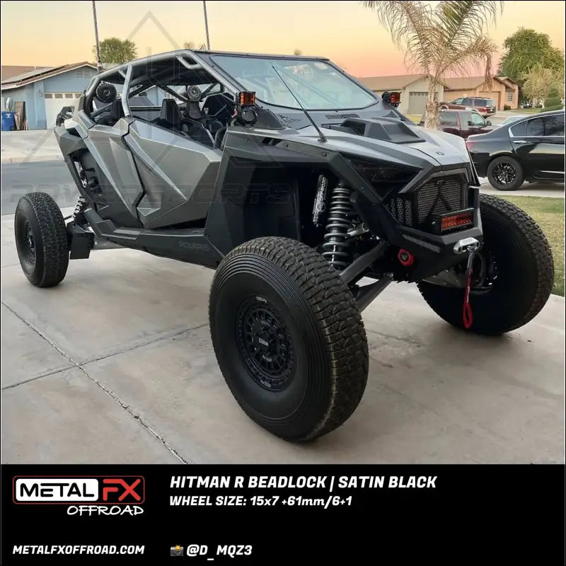 Hitman R Beadlock | Satin Black - 15x7 | +61mm/6 + 1 | 5x4.5 | 78120 (Polaris 5-Lug Only) - Wheels