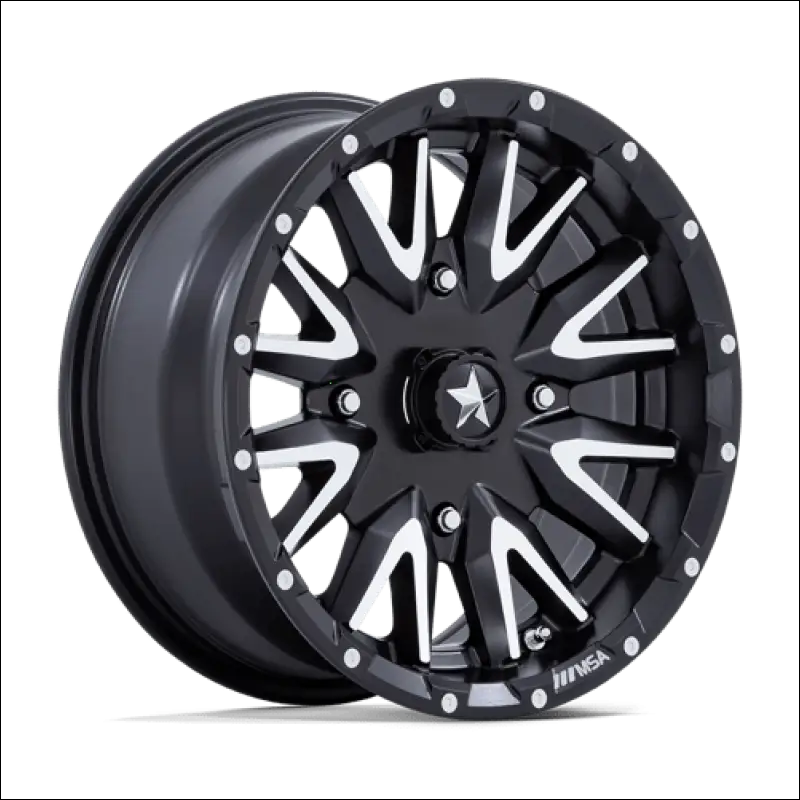 MSA M49 Creed Machined and Matte Black UTV Rims - 14x7 / 4x110 / 10 - Wheels