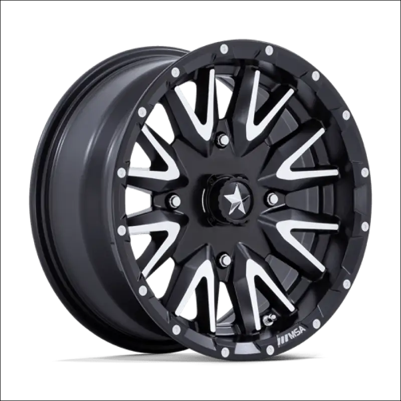 MSA M49 Creed Machined and Matte Black UTV Rims - 14x7 / 4x137 / 10 - Wheels