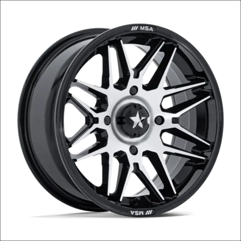 MSA M52 Radar UTV Gloss Black with Machined Face Wheels Cast Aluminum - 14x7 / 4x110 / 10