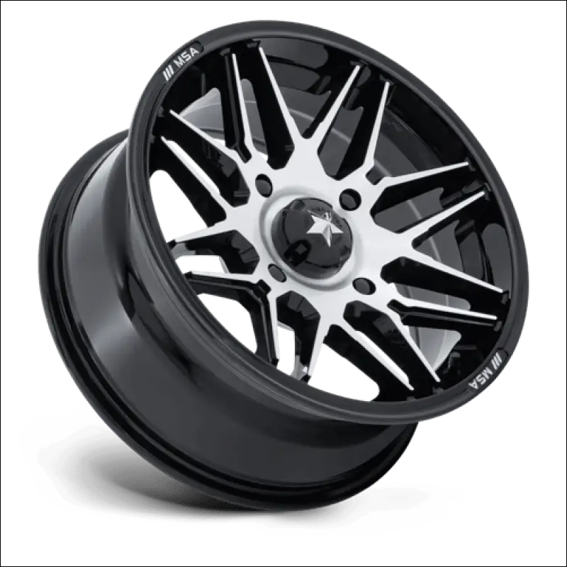 MSA M52 Radar UTV Gloss Black with Machined Face Wheels Cast Aluminum - 14x7 / 4x110 / -47