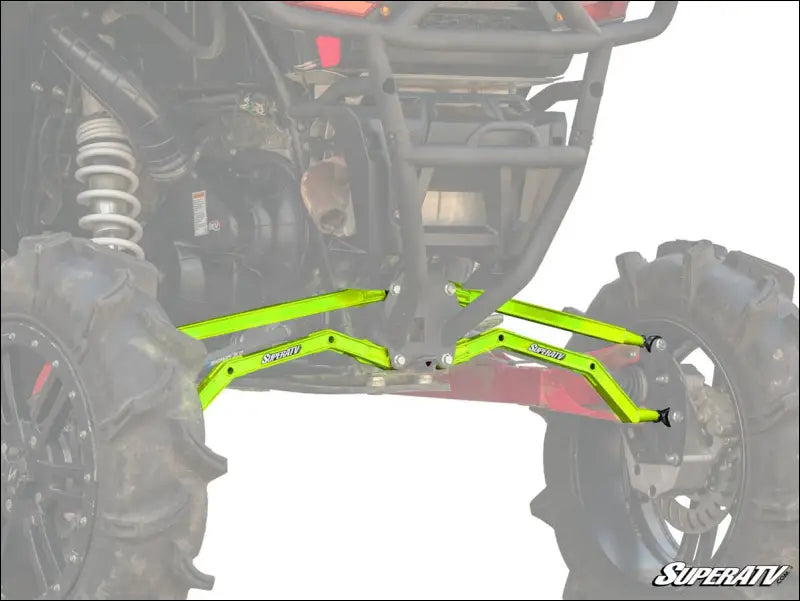 SuperATV Polaris RZR XP Turbo High Clearance Boxed Radius Arms - Lime Squeeze - Rods