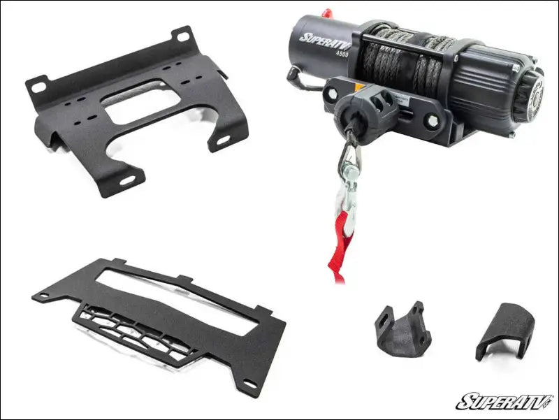 SuperATV Polaris RZR XP Turbo Winch Mounting Plate - 2017-2018 / 4500 lb.