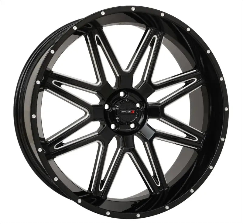 System 3 ST-7 Wheel - Gloss Black/Milled - 20x7 / 5x4.5 / 4 + 3 - Wheels