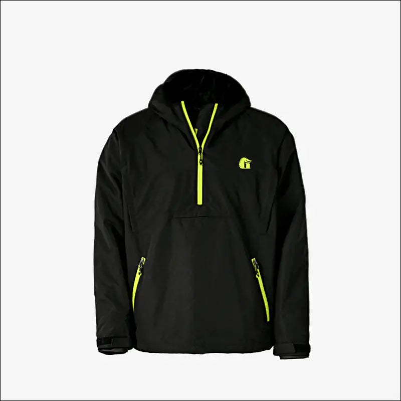 Waterproof 1/2 Zip Bog Hoodie | Mens - Black/Lime - Large - Outerwear