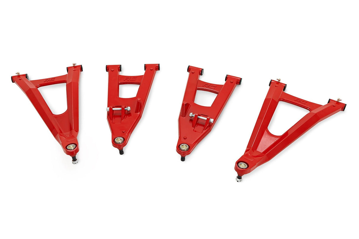 Rough Country 93155RED Red Forged Alum High Clearance 2" Fwd Offset Control Arms w/Ball Joints | Polaris Ranger 1000XP
