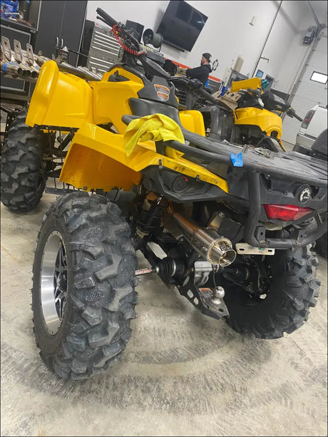 2015-2024 Gen 2 CanAm Outlander 450-570cc Sniper Quiet Series Slip On - Raw stainless body with coated tip and logo