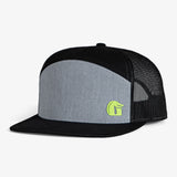 Flat Bill 7-Panel Hat | Black & Grey