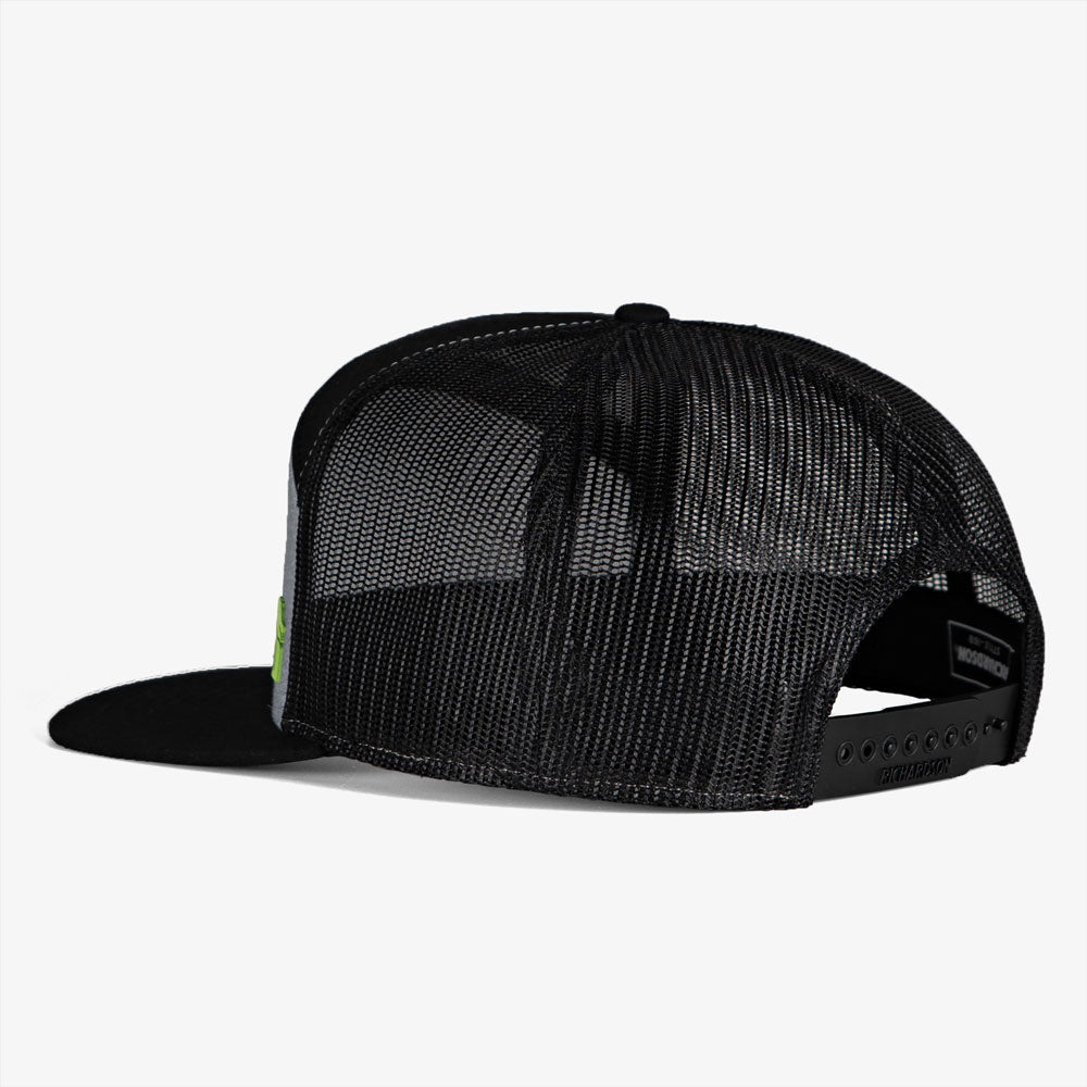 Flat Bill 7-Panel Hat | Black & Grey