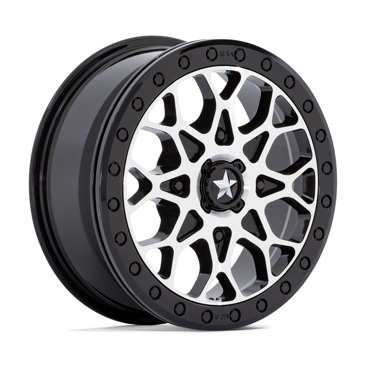 MSA M48 Portal Beadlock - Gloss Black Machined w Gloss Black Ring