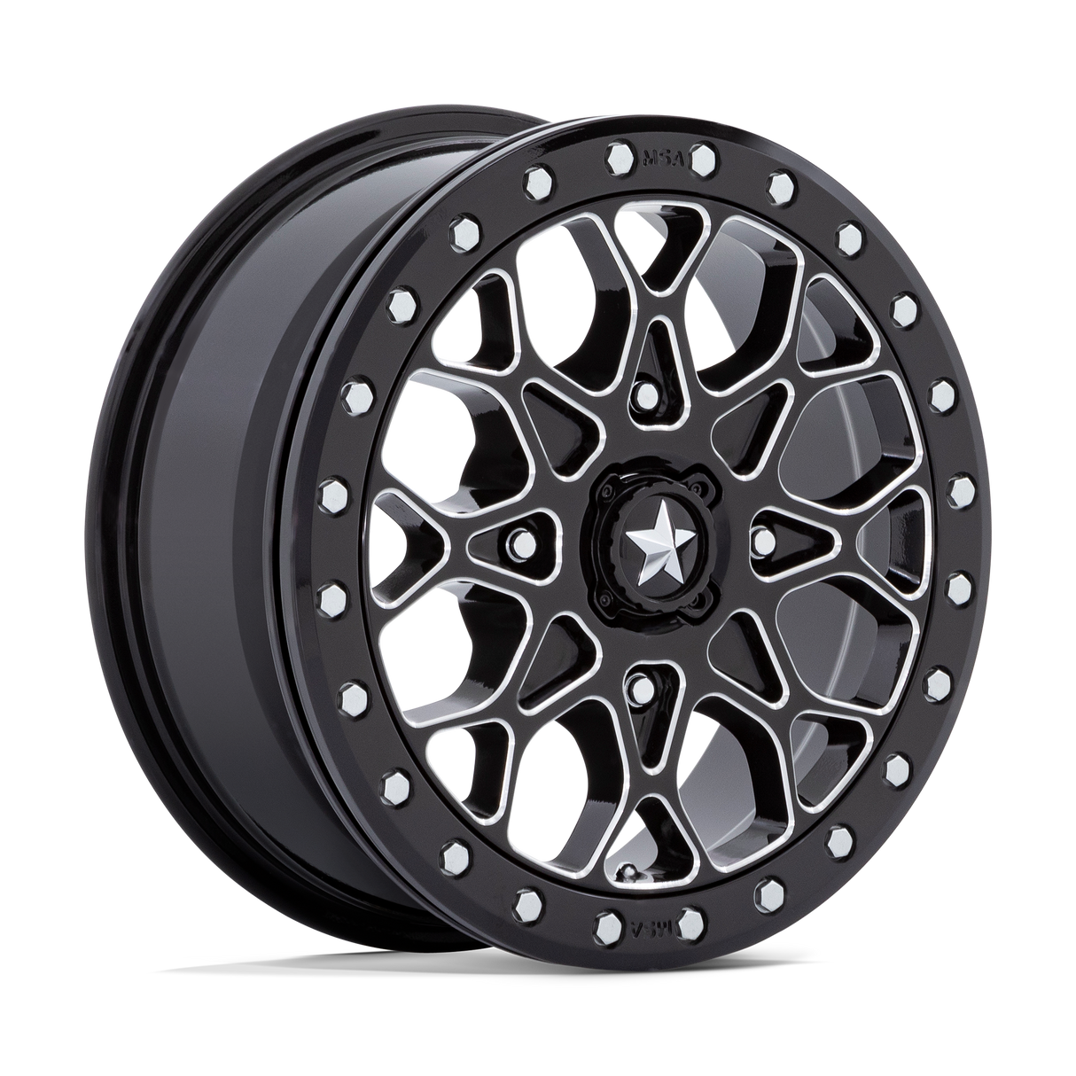MSA M48 Portal Beadlock - Gloss Black Milled Gloss Black Ring