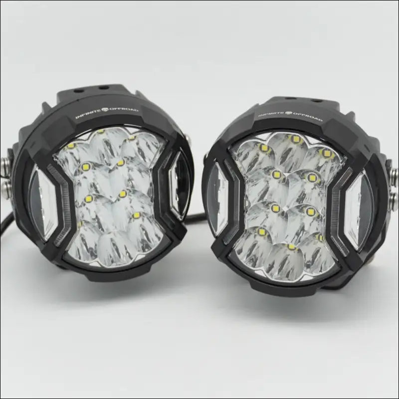 Infinite Offroad | 90W ROUND SIDE SHOOTER PODS (W/ DRL) (PAIR) - WHITE / YES - LIGHTS