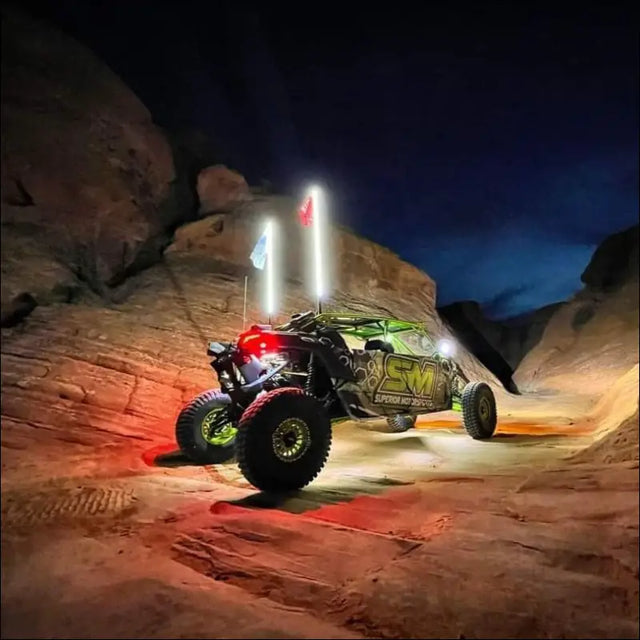 Infinite Offroad | (RGB + W) WHIPS (COMPATIBLE WITH ROCK LIGHTS) - 4 FT / PAIR / YES INCL. DEDICATED CONTROLLER - LIGHTS