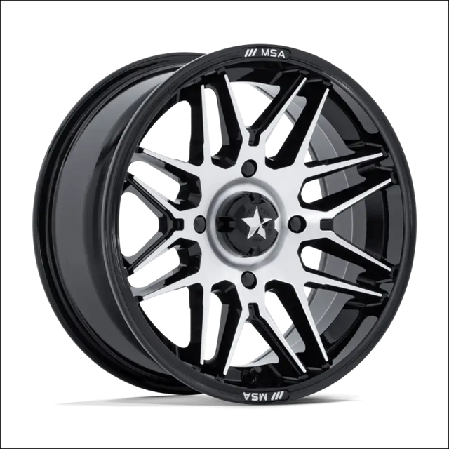 MSA M52 Radar UTV Gloss Black with Machined Face Wheels Cast Aluminum - 14x7 / 5x114.3/5x4.5 / 10