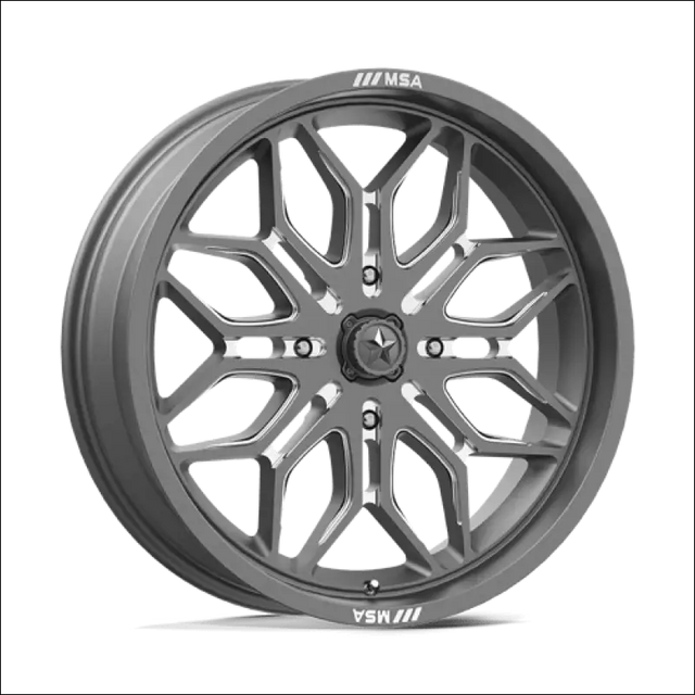MSA Sniper M47 Gunmetal Milled UTV Rims - 18x7 / 4x137 / 10 - Wheels