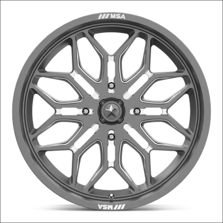 MSA Sniper M47 Gunmetal Milled UTV Rims - 22x7 / 4x137 / 10 - Wheels