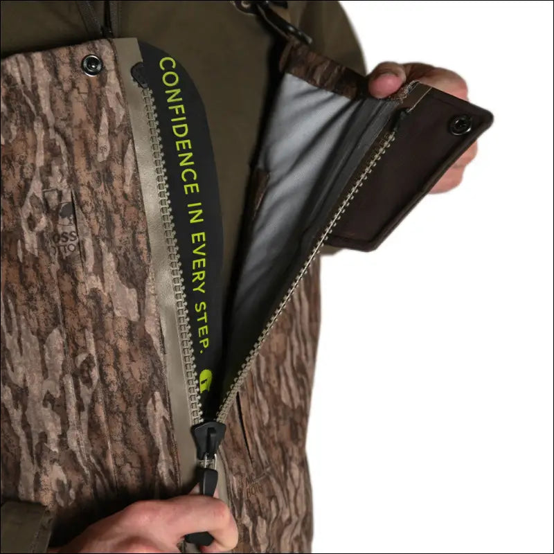 Omega Uninsulated Zip Waders | Mens - Mossy Oak Bottomland - Stout 10