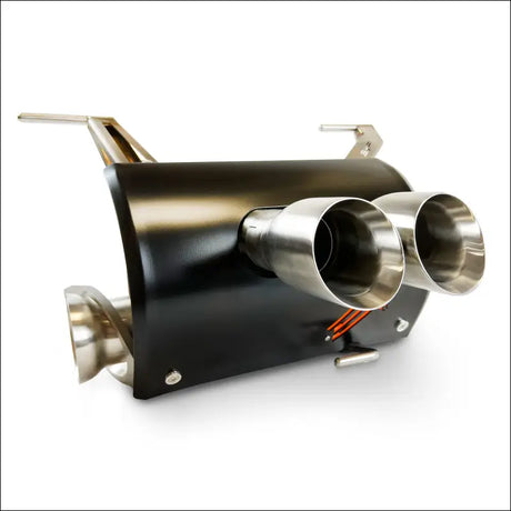 Polaris RZR Pro R Magnum Twin-Exit Exhaust - Brushed Stainless Finish / Twin Tip / Black Heatshield w/ Orange Accent