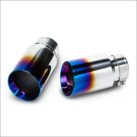 Polaris RZR Pro R Magnum XR Series Twin-Exit Exhaust - Brushed Stainless Finish / Blued Twin Tip / Heatshield w/ Orange