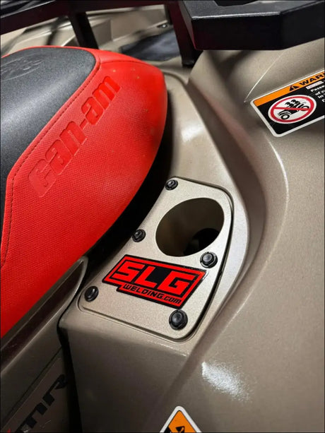 SLG Beverage Holder for CanAm Renegade and Outlander - Raw stainless - Exhaust
