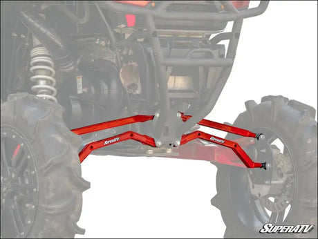SuperATV Polaris RZR XP Turbo High Clearance Boxed Radius Arms - Red - Rods