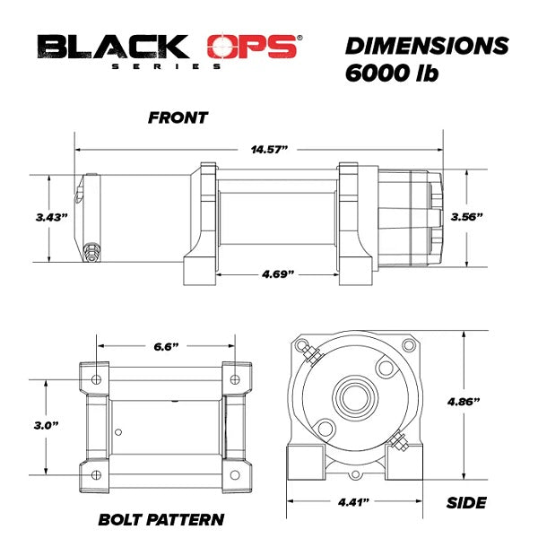 SuperATV Black Ops 6000 Synthetic Rope Winch & Wireless Remote